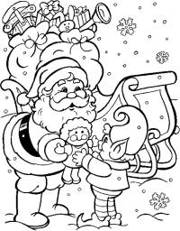 Дед мороз дарит подарки Скачать сложные раскраски