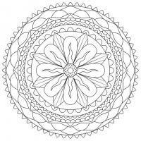 Тонкий цветок из множества кругов Раскраски для взрослых антистресс