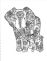 Слониха со слоненком Раскраски антистресс бесплатно