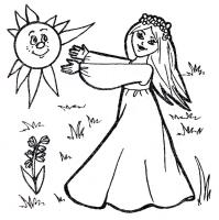 Девушка с солнцем Скачать сложные раскраски