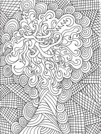 Дерево клеточки спиральки линии Раскраски для медитации