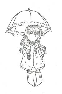 Девушка под зонтом Раскраски для взрослых скачать