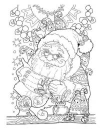 Санта читает список дел на новый год Раскраски для взрослых антистресс