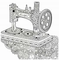 Швейная машинка в узорах Раскраски для взрослых антистресс