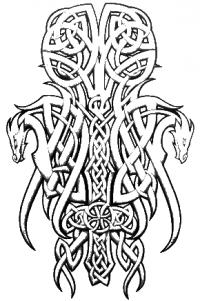 Кельтский узор с драконами Раскраски для взрослых скачать
