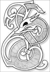 Кельтский дракон в виде брошки Раскраски для взрослых скачать