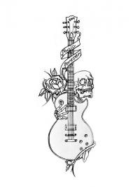 Гитара с черепом Раскраски для взрослых скачать