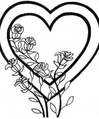 Роза в сердце Раскраски антистресс бесплатно
