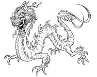 Большой и злой дракон с когтями Антистрессовые раскраски