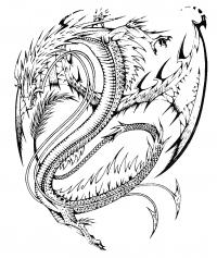 Злой дракон с шипами Раскраски для взрослых скачать
