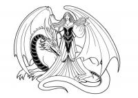 Девушка дракон Антистрессовые раскраски